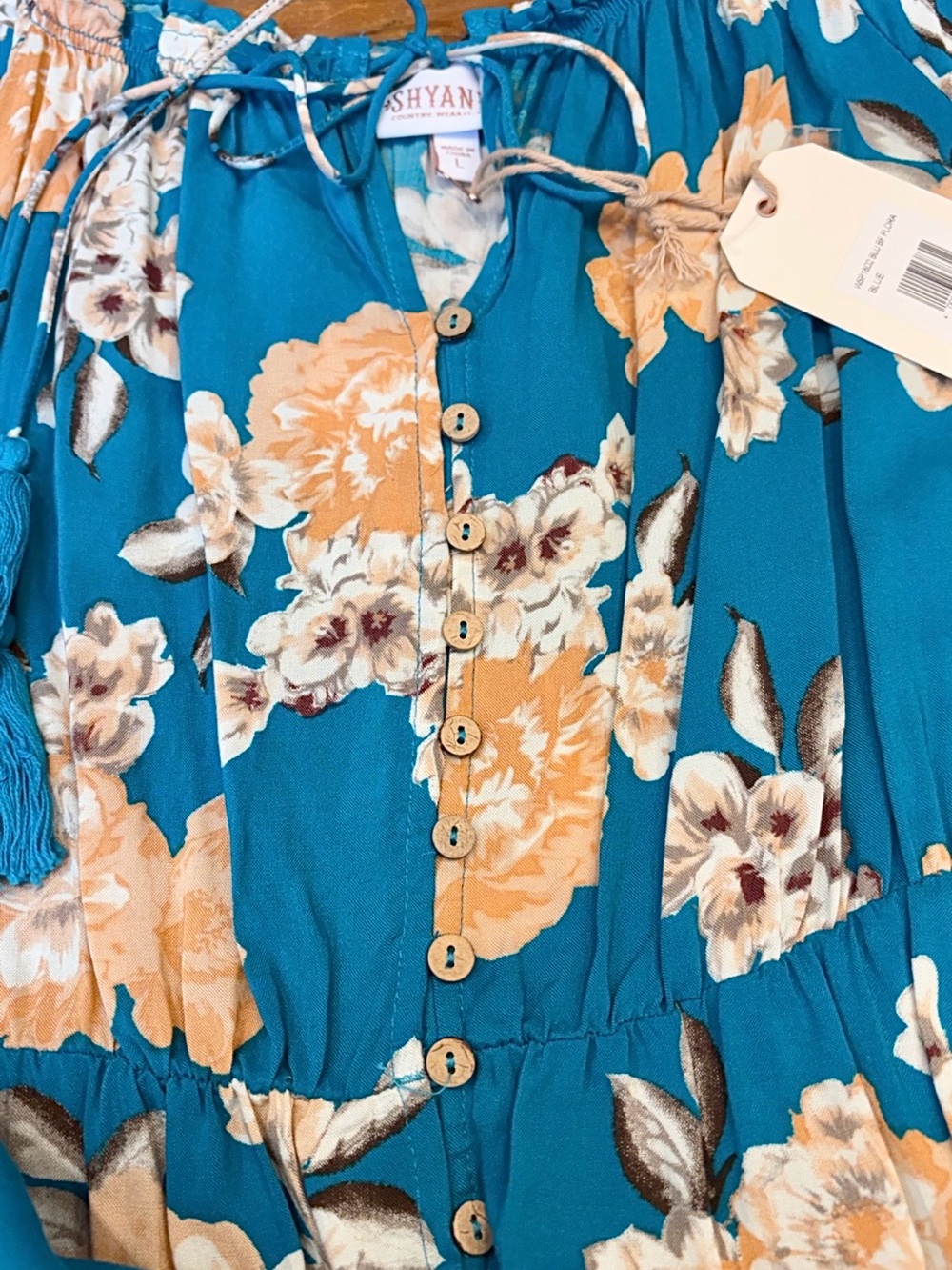 NWT Shyanne Blue Floral High-Low Midi Dress Boho Western Cottagecore Dress, L - Picture 10 of 13